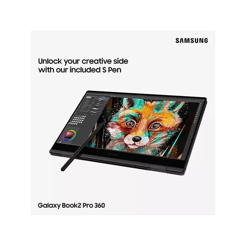 Galaxy Book2 Pro 360 Convertible Laptop, Intel Core i7 Processor, 16GB RAM, 512GB SSD, 13.3" Full HD Touchscreen, Silver - 930QED-KB4